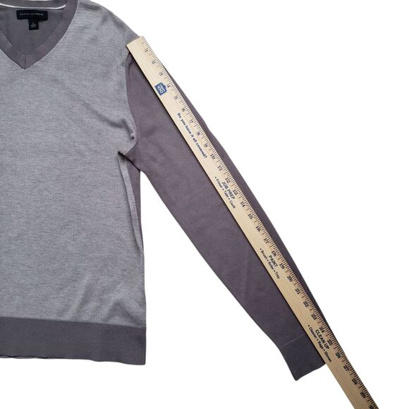 Banana Republic Sweater Mens Small Gray Two Tone Silk Blend Preppy - Picture 7 of 11
